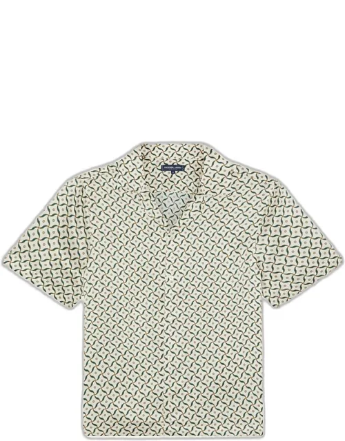Silk Lotus-print Camp Shirt