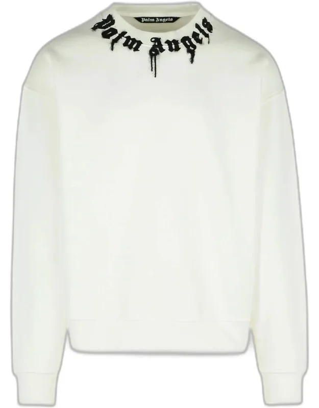 Cotton Sweatshirt With Ribbed Crew Neck And Contrast Front Print