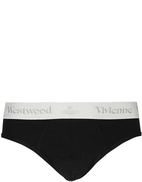 Set Of Two Cotton Briefs With Logoed Elastic Band