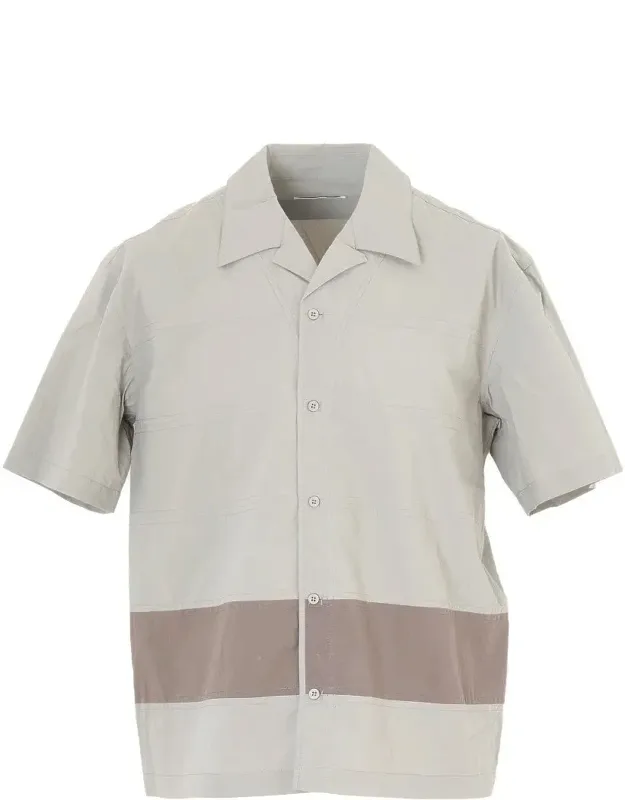 Short Sleeve Cotton Shirt With Stripe Detailing