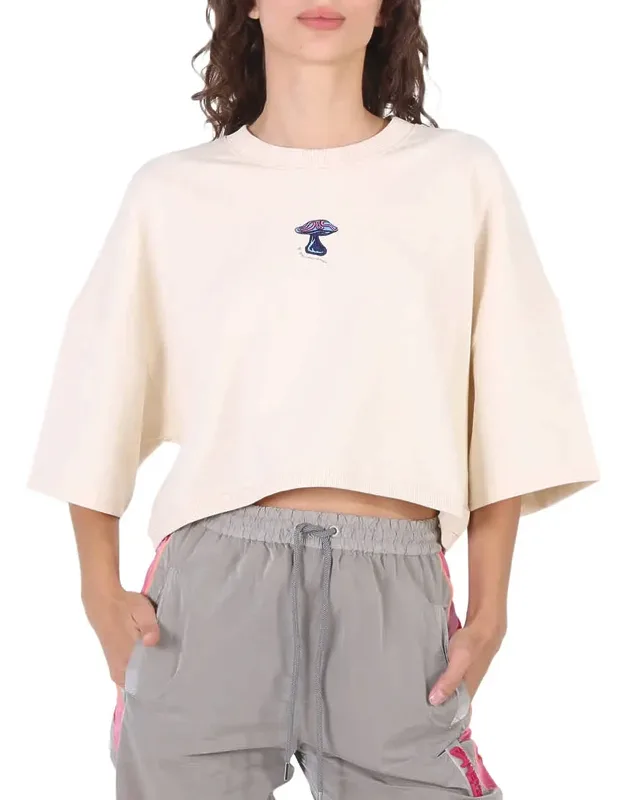 Mushroom Print Cropped Sweatshirt