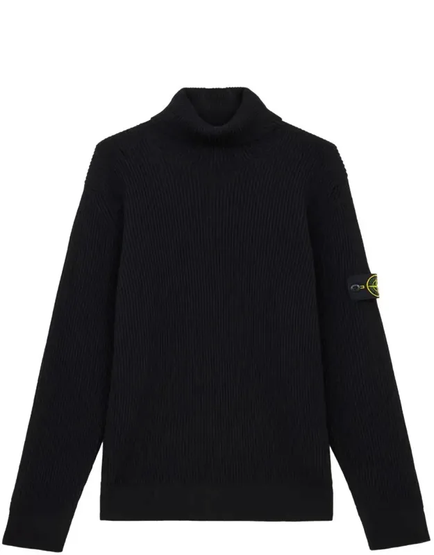 Ribbed Wool Turtleneck Pullover