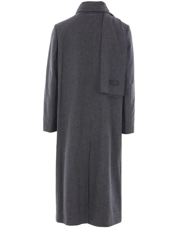 Coat With Scarf Collar And Concealed Front Button Closure