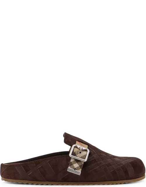 Leather Mules With Check Motif