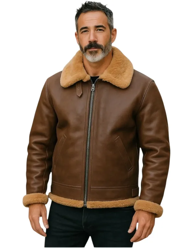 B3 Ww2 Sheepskin Leather Flying Aviator Jacket