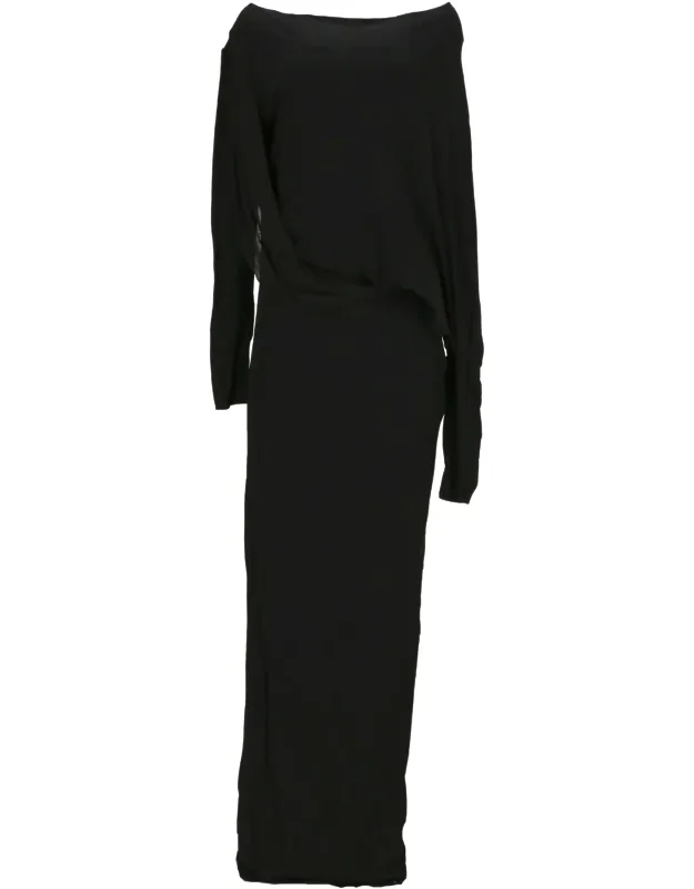 Tom Ford Black Dress With Plunging Neckline And Cinched Waist
