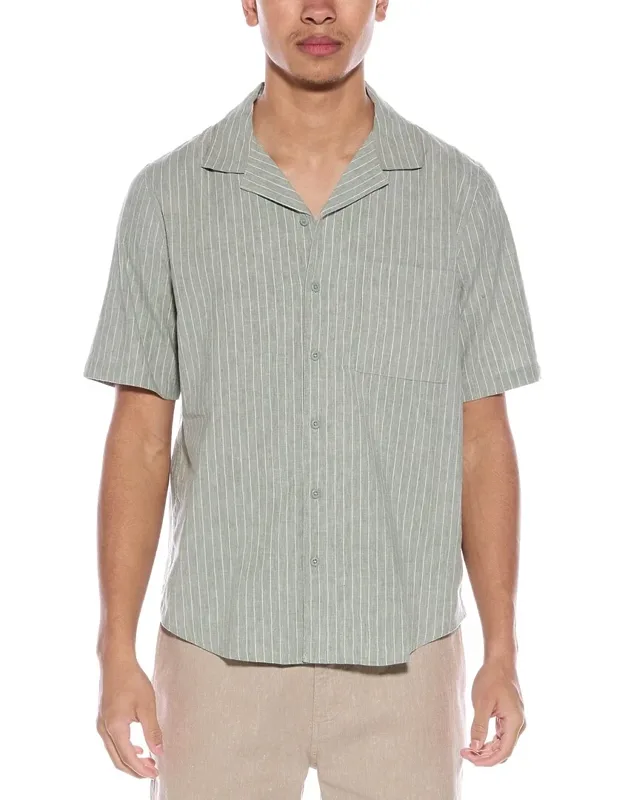 Stretch Yarn-dyed Linen-blend Vacation Shirt