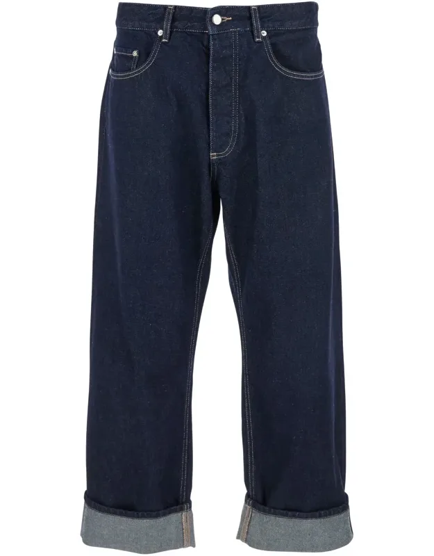 5-pocket Jeans With Logo Patch In Cotton Denim