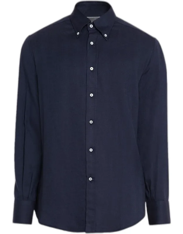 Micro-chevron Button-collar Sport Shirt