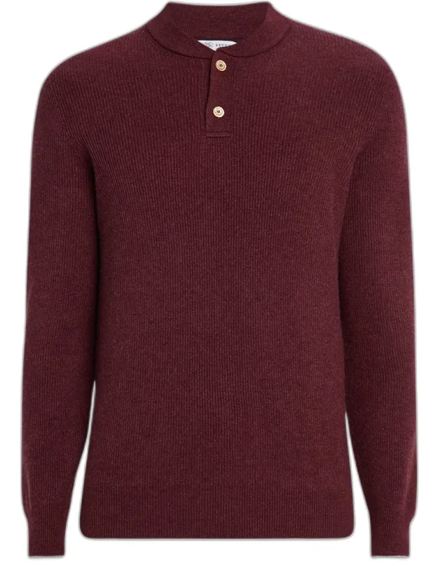 Ribbed Cashmere Henley Sweater
