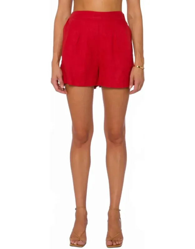 Pleated Pull-on Shorts