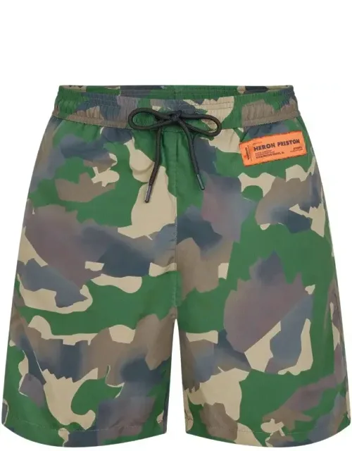 Camouflage Logo Patch Swim Shorts