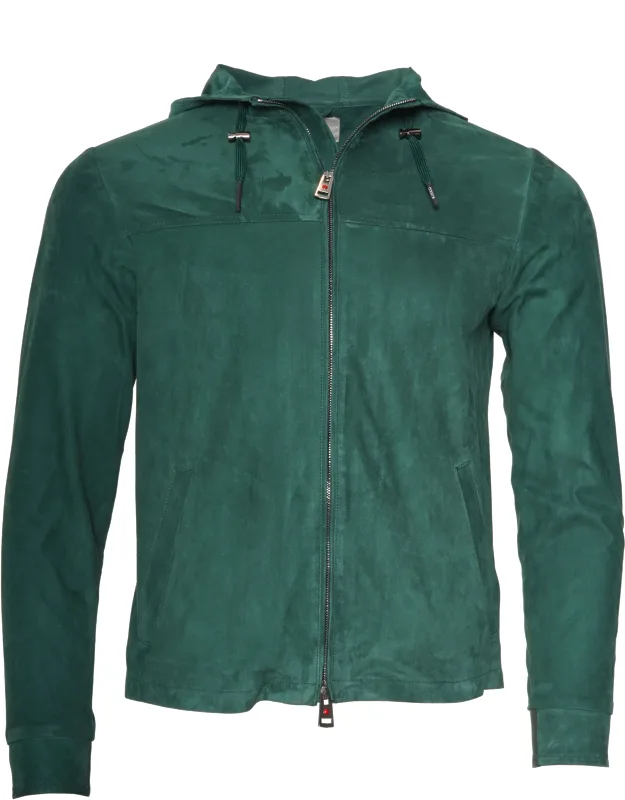 Solid Suede Hooded Zip-up Light Jacket