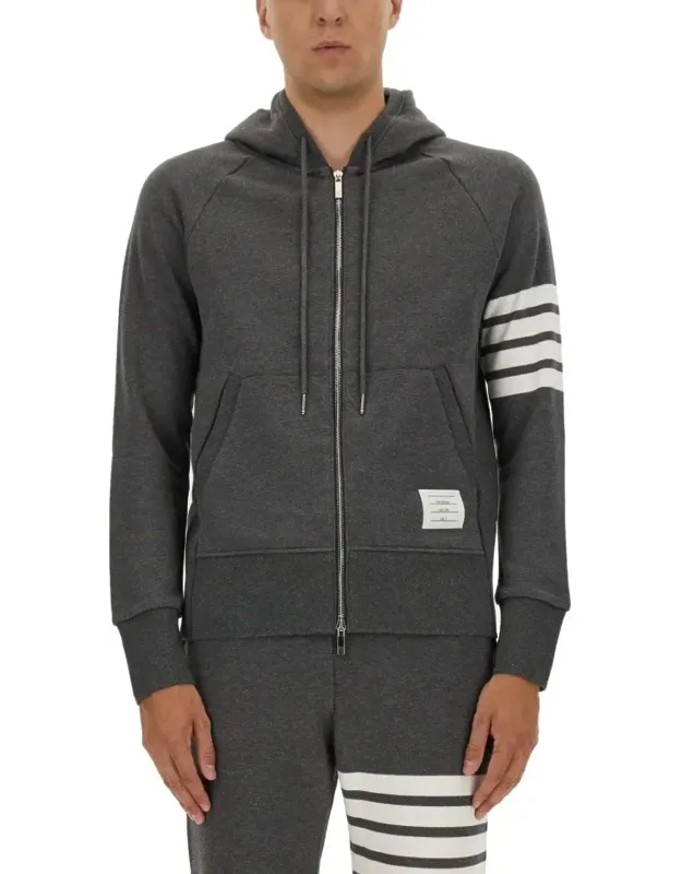 Zip-up Hoodie With Contrasting Stripes