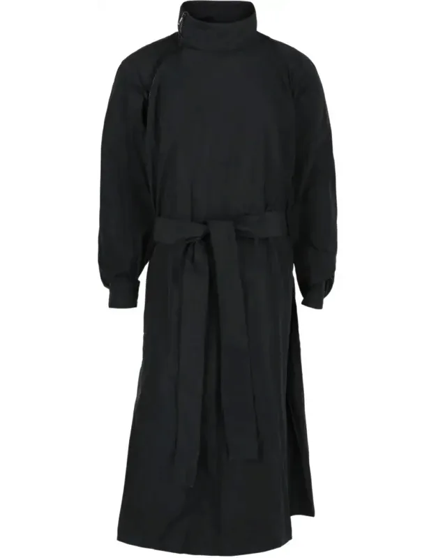 Asymmetrical Zip-detail Belted Trench Coat