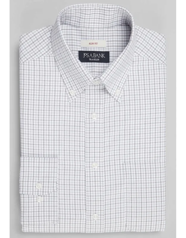 Traveler Collection Slim Fit Check Dress Shirt