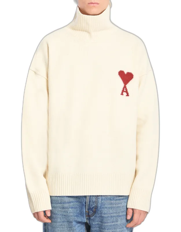 Ami De Coeur Turtleneck Sweater With Ribbed Hem And Cuffs