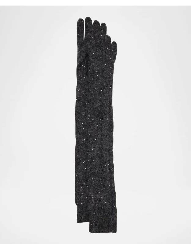 Cable Knit Paillette Mohair-blend Gloves