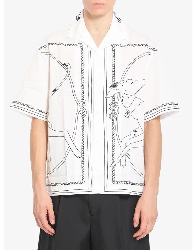 Shirt Bowling Shirt With Black Dog Print