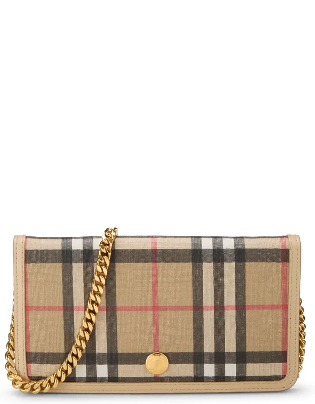 Coated Canvas House Check Wallet On Chain