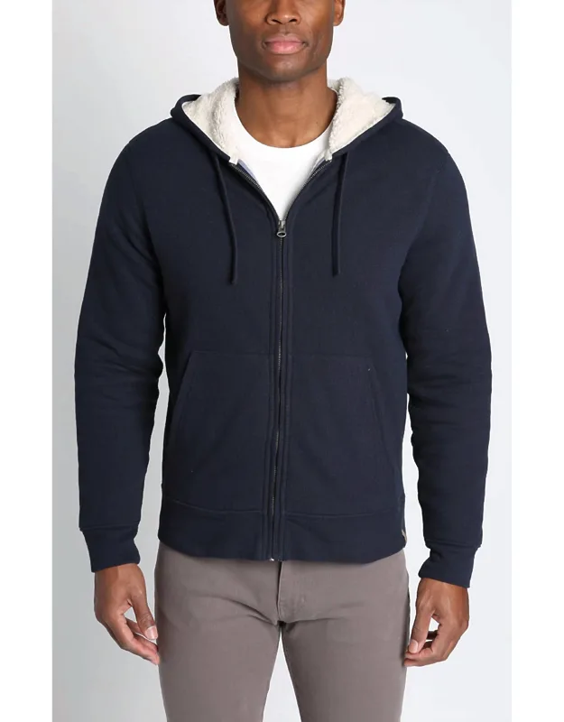 Recycled Jacquard Sherpa Lined Full Zip Hoodie