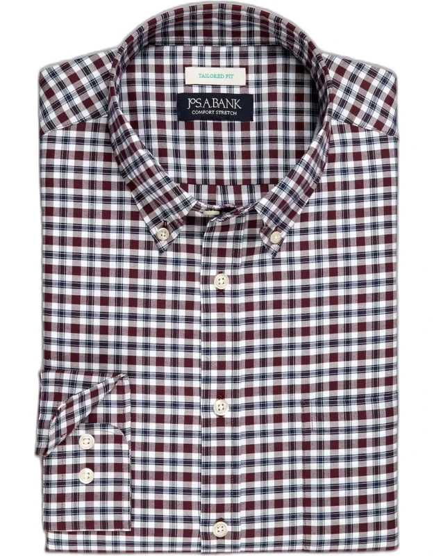 Tailored Fit Plaid Long Sleeve Casual Shirt