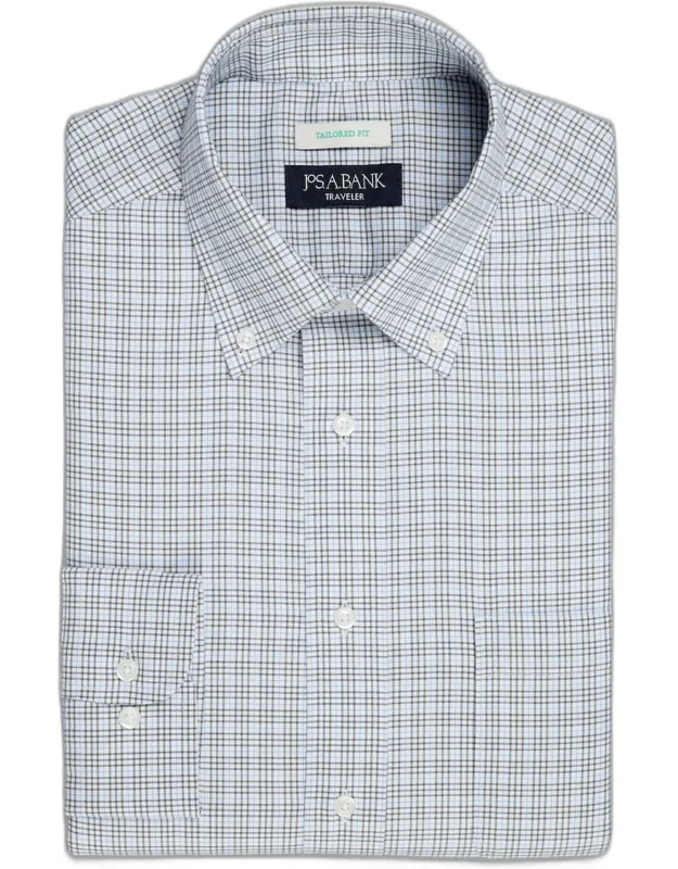 Traveler Collection Tailored Fit Button-down Collar Check Dress Shirt