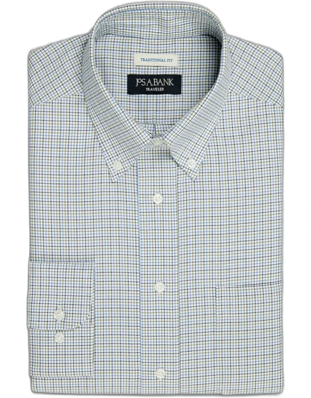 Traveler Collection Traditional Fit Button-down Collar Check Dress Shirt
