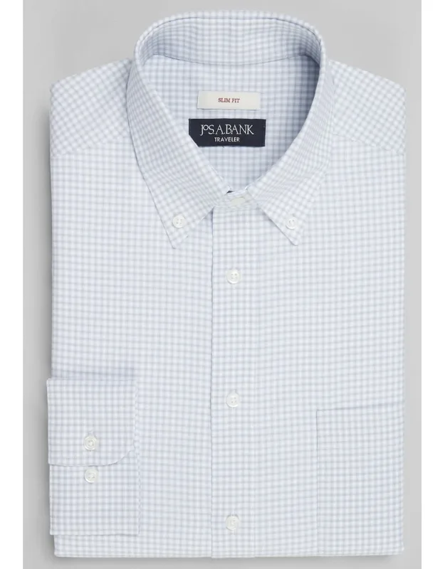 Traveler Collection Slim Fit Button-down Collar Small Check Dress Shirt
