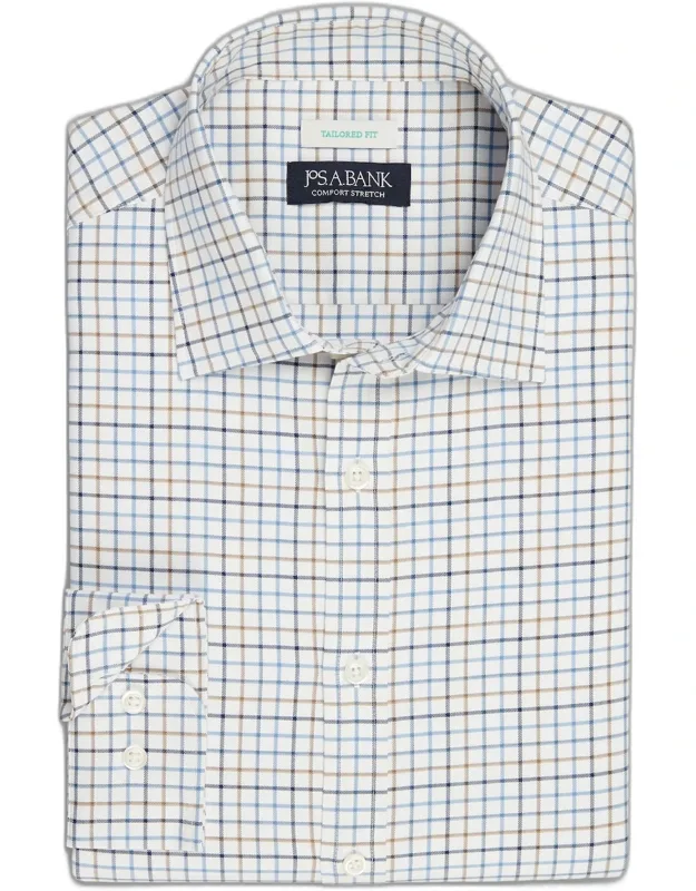 Tailored Fit Chevron Check Long Sleeve Casual Shirt