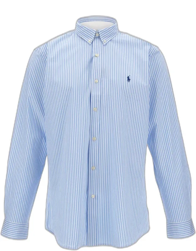 Sport Shirt Cotton Blend With Front Closure And Embroidered Logo