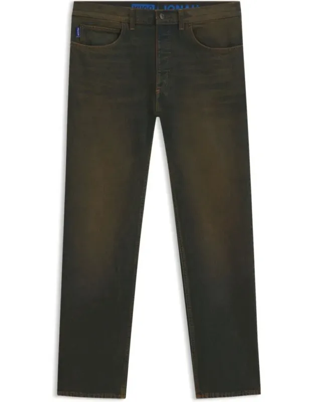 Regular-fit Jeans In Rigid Denim With Vintage Green Cast
