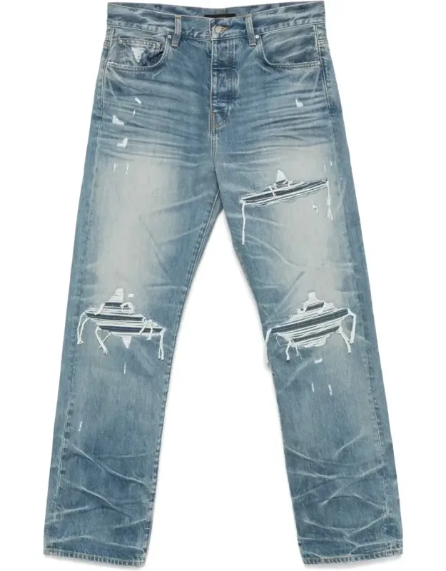 Distressed Straight-leg Jeans