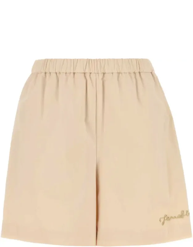 Light Pink Stretch Cotton Blend Shorts