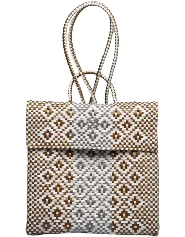 Native Backpack In Gold Silver Aztec, Handcrafted And Waterproof