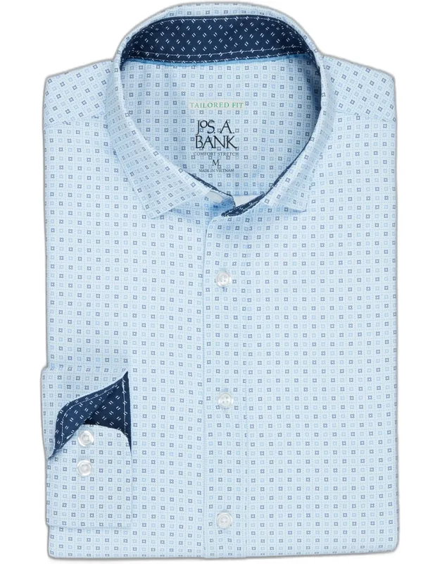Traveler Collection Tailored Fit Box Dot 4-way Stretch Hybrid Casual Shirt