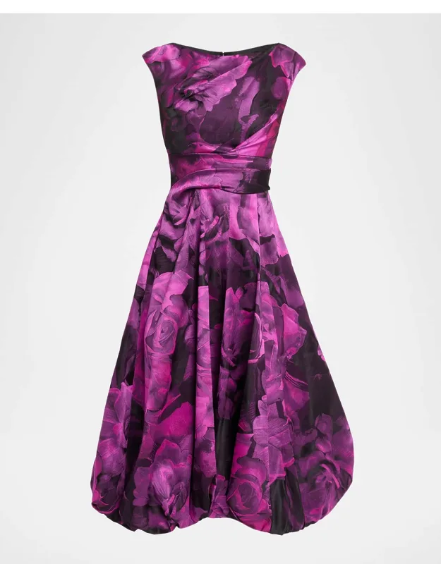 Floral Jacquard Bubble Midi Dress