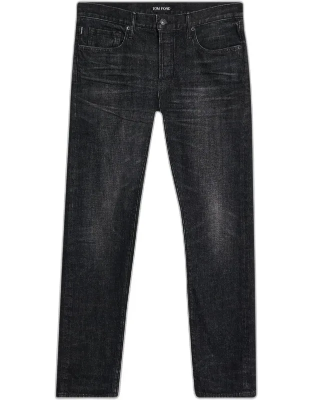 Dark Rinse Denim Straight-fit Jeans