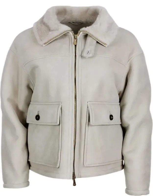 Jacket Aviator Style Soft Shearling