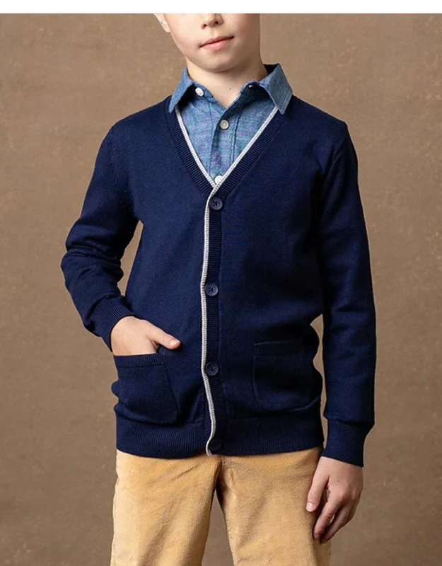 Tipped Cardigan Sweater