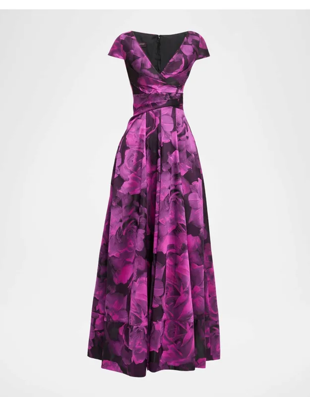 Draped Rose Jacquard Dress
