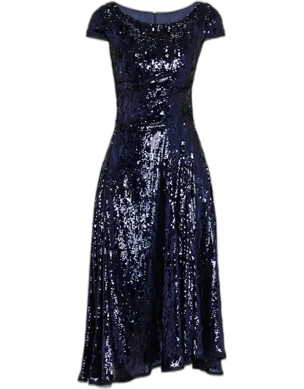 Sequined Fit & Flare Midi Dress