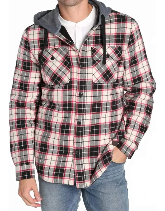 Flannel Hooded Shirt Jacket