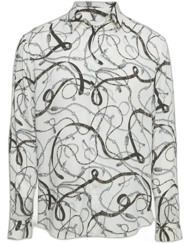 Chain And Belt Print Crepe Regular Fit Shirt