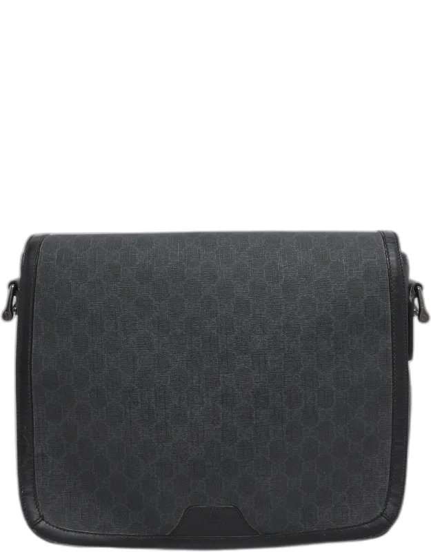 Grey Gg Supreme Canvas And Leather Messenger Bag