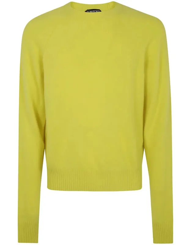 Felted Pure Cashmere Long Sleeve Crew Neck Sweater