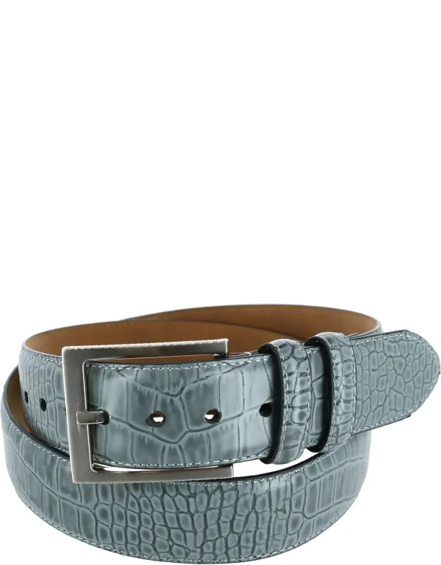 Croco Print Leather Belt