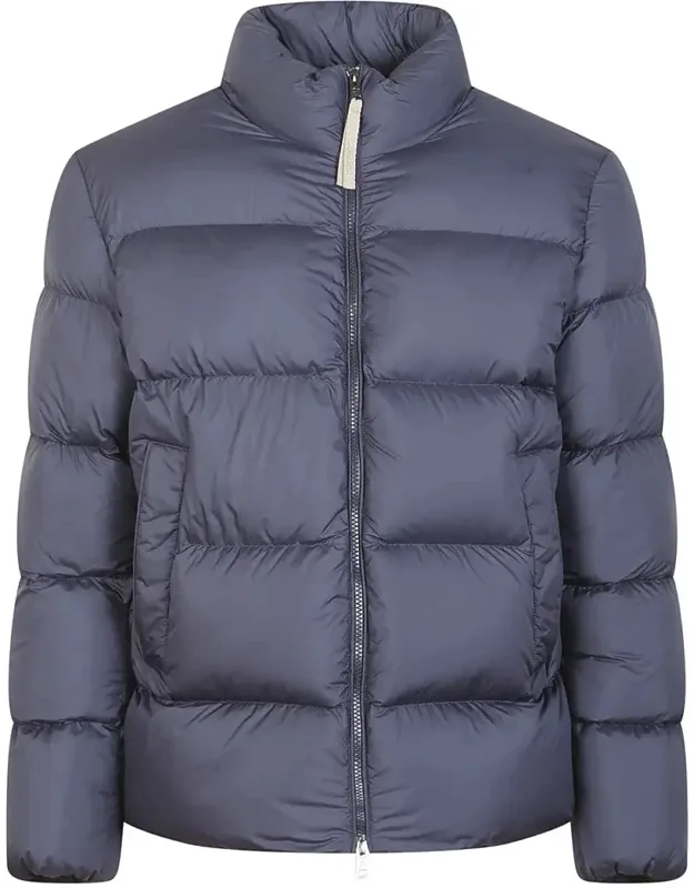 Melton Nylon Down Parka With Flap Pockets And Drawstring Hem