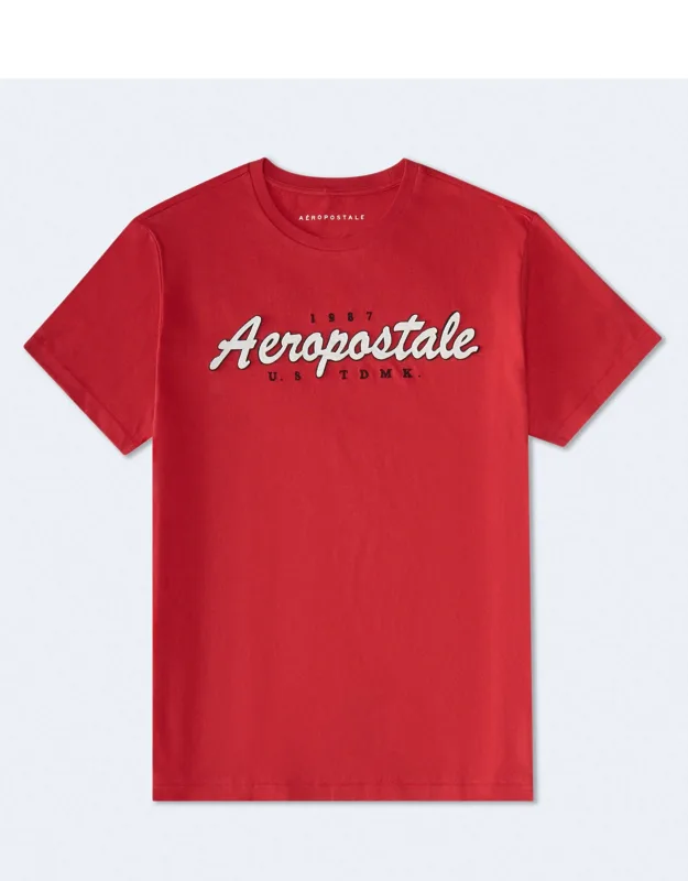 Aeropostale Script Appliqué Graphic Tee - Perfect Top For Classic Look