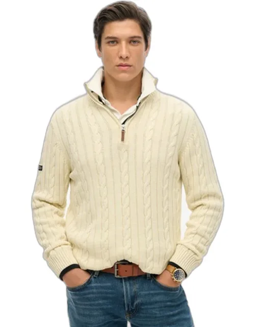 Organic Cotton Classic Cable Half-zip Jumper